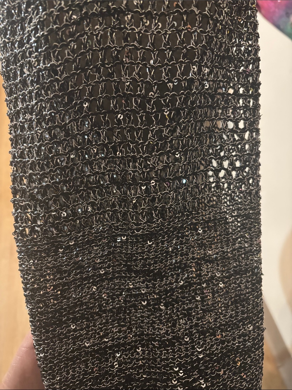 Lauren Michelle Silver Metallic Open knit sweater. - Picture 5 of 5